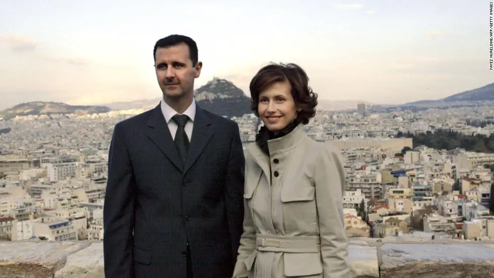 صورة قديمة لبشار الأسد وزوجته اسماء الاخرس وخلفهم العاصمة دمشق