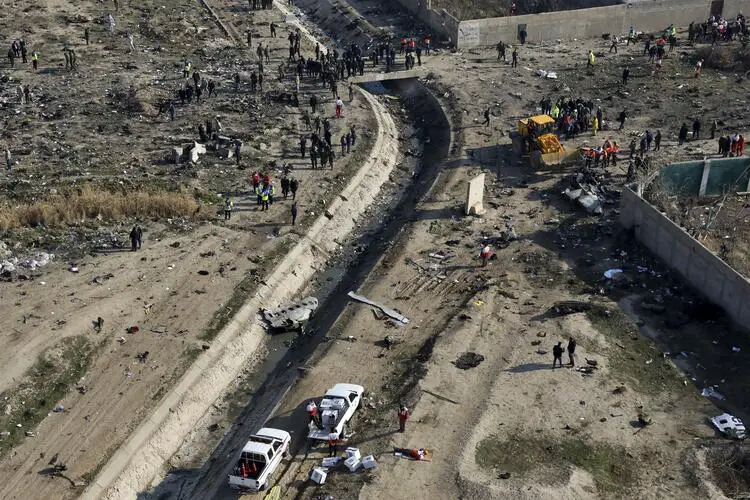 الموقع الذي سقطت فيه الطائرة الاوكرانية بعد استهدافها من قبل ايران