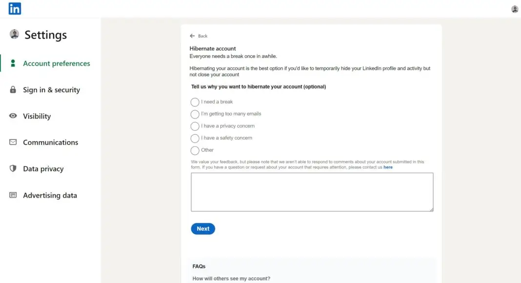 كيفية إلغاء تنشيط / حذف حساب LinkedIn بشكل مؤقت ودائم 3 كيفية إلغاء تنشيط / حذف حساب LinkedIn بشكل مؤقت ودائم